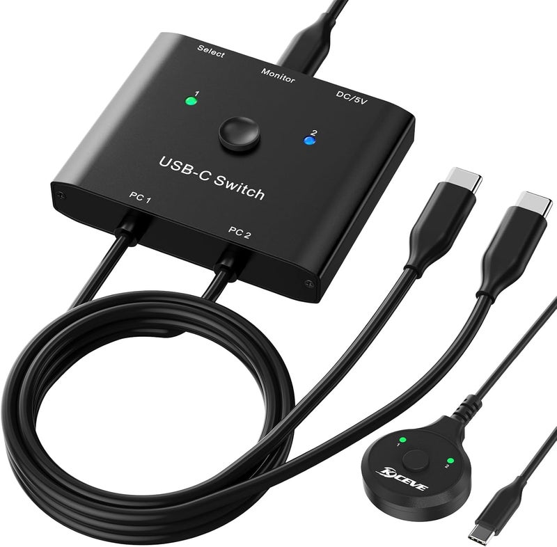 MLEEDA USB C Switch,Bi-Directional USB C Switcher 2 Computers, USB Type C KVM Switch 8K@60Hz 4K@120Hz Video/10Gbps Data Transfer/100W Charging,Compatible with Thunderbolt Device,USB-C Cables Included - Image 1
